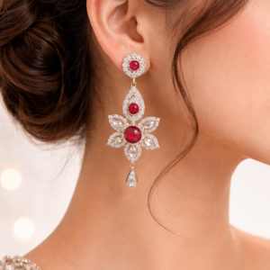 Elegant ruby and diamond earrings