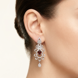 Gemstone and Diamond Shield Earrings