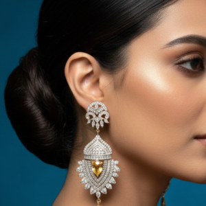 Yellow Citrine and Diamond Shield Earrings
