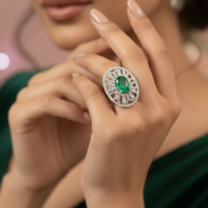 Regal Emerald & American Diamond Ring