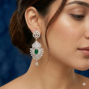 Emerald Green Architectural Drop Earrings