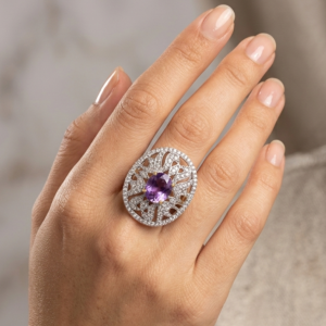Amethyst Lattice Statement Ring