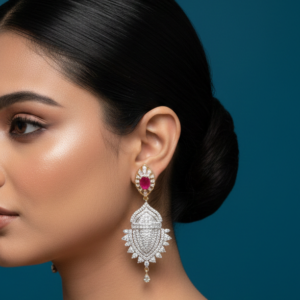 Ruby and Diamond Statement Chandelier Earrings