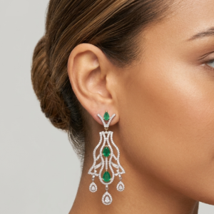 Emerald and Diamond Chandelier Earrings