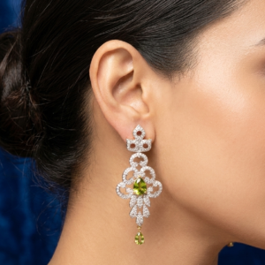 Peridot Floral Chandelier Earrings