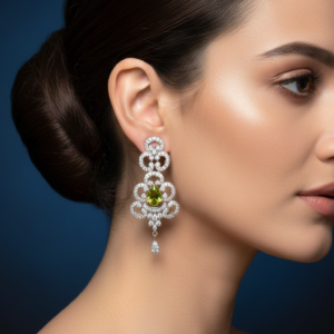 Peridot Floral Chandelier Earrings
