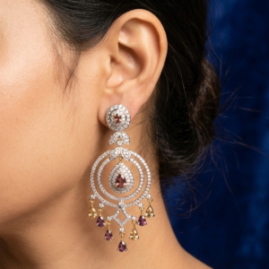 Rose Quartz and Diamond Chandelier Earrings —