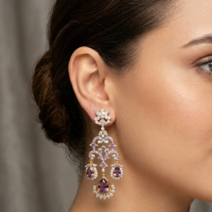 Amethyst and Diamond Indian Chandelier Earrings