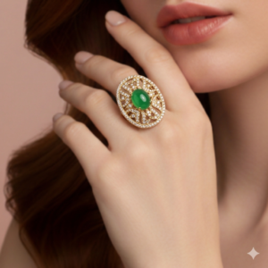The Emerald Empress Shield Ring