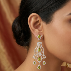 Peridot and Diamond Chandelier Earrings